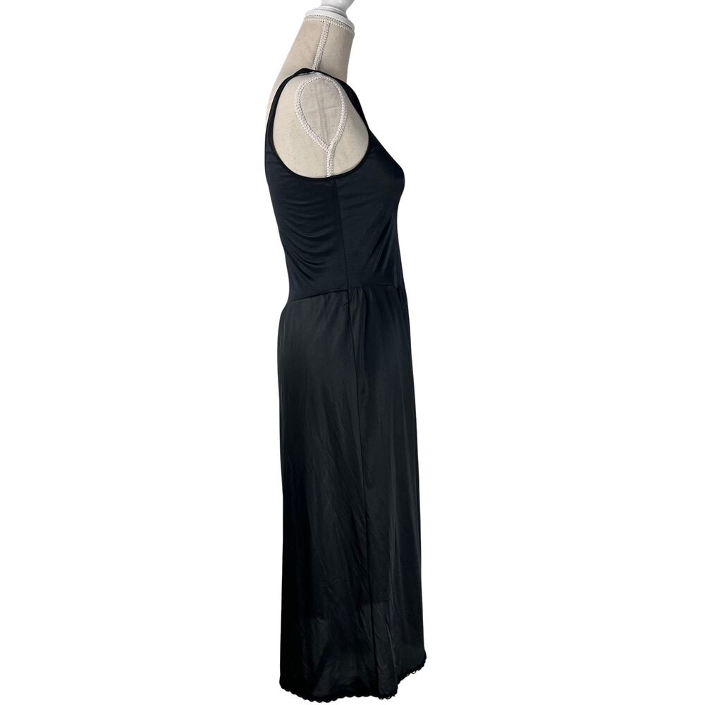 Vintage Warner’s Black Nylon Slip Dress 36 Perfect Measure Midi Nightgown - Picture 4 of 7